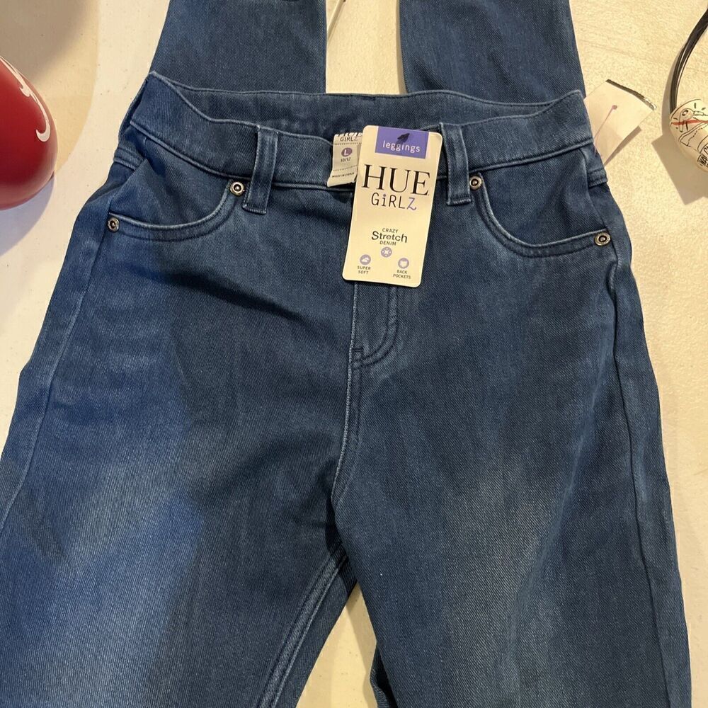 HUE GIRLZ Stretch Denim Leggings Blue Large 10-12